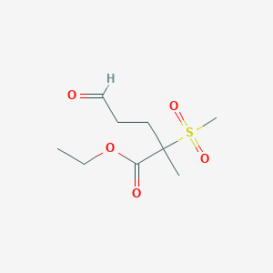 molecular formula C9H16O5S B8399036 Ethyl 2-methyl-2-(methylsulfonyl)-5-oxopentanoate 