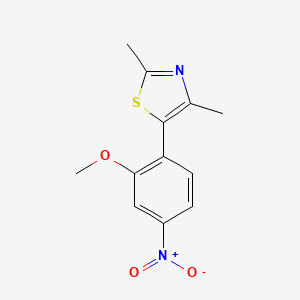 molecular formula C12H12N2O3S B8399090 5-(2-Methoxy-4-nitro-phenyl)-2,4-dimethyl-thiazole 