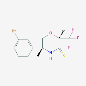 molecular formula C13H13BrF3NOS B8399390 rel-(2S,5R)-5-(3-Bromophenyl)-2,5-dimethyl-2-(trifluoromethyl)morpholine-3-thione 