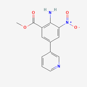 molecular formula C13H11N3O4 B8399660 Methyl 2-amino-3-nitro-5-(pyridine-3-yl)benzoate CAS No. 636581-62-9
