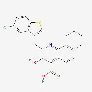 molecular formula C23H18ClNO3S B8399774 2-(5-Chlorobenzo[b]thiophen-3-ylmethyl)-3-hydroxy-7,8,9,10-tetrahydrobenzo[h]quinoline-4-carboxylic Acid 