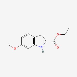 molecular formula C12H15NO3 B8400376 Rac-6-methoxy-2,3-dihydro-1h-indole-2-carboxylic acid ethyl ester 