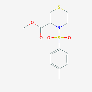 molecular formula C13H17NO4S2 B8400411 Methyl 4-(4-methylphenyl)sulfonylthiomorpholine-3-carboxylate 
