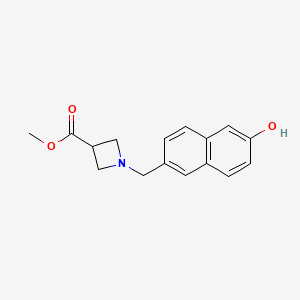 molecular formula C16H17NO3 B8400426 Methyl 1-((6-hydroxynaphthalen-2-yl)methyl)azetidine-3-carboxylate 