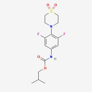 molecular formula C15H20F2N2O4S B8400427 Isobutyl 4-(1,1-dioxido-4-thiomorpholinyl)-3,5-difluorophenylcarbamate 