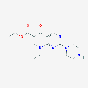 molecular formula C16H21N5O3 B8400458 Ethyl 8-Ethyl-5-oxo-2-(piperazin-1-yl)-5,8-dihydropyrido[2,3-d]pyrimidine-6-carboxylate (Pipemidic Acid Ethyl Ester) 