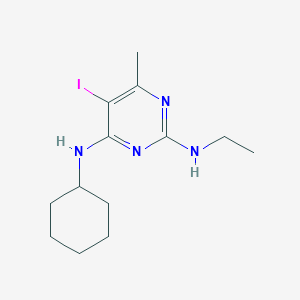 molecular formula C13H21IN4 B8400644 2-Ethylamino-4-cyclohexylamino-5-iodo-6-methylpyrimidine 