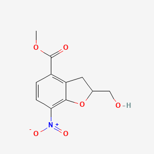 molecular formula C11H11NO6 B8400883 Methyl 2-(hydroxymethyl)-7-nitro-2,3-dihydrobenzofuran-4-carboxylate 