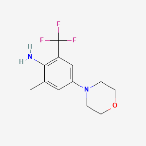 molecular formula C12H15F3N2O B8401036 Benzenamine, 2-methyl-4-(4-morpholinyl)-6-(trifluoromethyl)- 