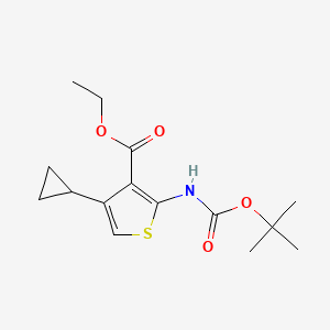 molecular formula C15H21NO4S B8401722 Ethyl 2-t-butoxycarbonylamino-4-cyclopropylthiophene-3-carboxylate 