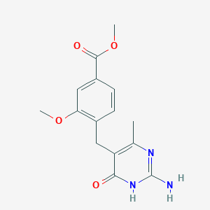 molecular formula C15H17N3O4 B8402223 Methyl 4-((2-amino-4-hydroxy-6-methylpyrimidin-5-yl)methyl)-3-methoxybenzoate 