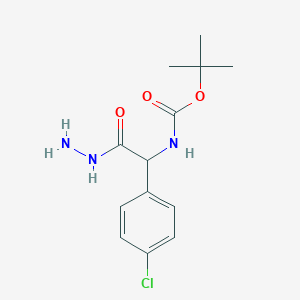 molecular formula C13H18ClN3O3 B8402761 Tert-butyl 1-(4-chlorophenyl)-2-hydrazinyl-2-oxoethylcarbamate 