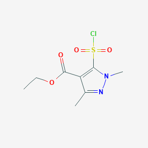 molecular formula C8H11ClN2O4S B8403657 Ethyl 5-chlorosulfonyl-1,3-dimethylpyrazole-4-carboxylate 