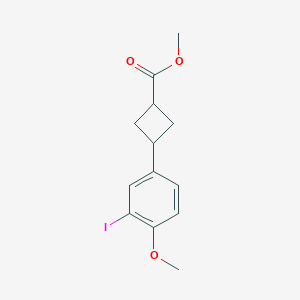 molecular formula C13H15IO3 B8404301 Methyl trans-3-(3-iodo-4-methoxyphenyl)cyclobutanecarboxylate 