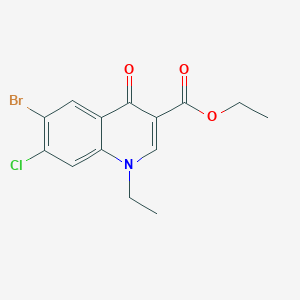 molecular formula C14H13BrClNO3 B8404455 6-Bromo-7-chloro-1-ethyl-4-oxo-1,4-dihydro-3-ethoxycarbonylquinoline 