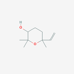 molecular formula C10H18O2 B084047 2H-Pyran-3-ol, 6-ethenyltetrahydro-2,2,6-trimethyl- CAS No. 14049-11-7