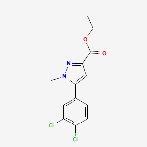 molecular formula C13H12Cl2N2O2 B8405148 Ethyl 5-(3,4-dichlorophenyl)-1-methylpyrazole-3-carboxylate 