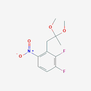 molecular formula C11H13F2NO4 B8405751 1,2-Difluoro-3-(2,2-dimethoxypropyl)-4-nitrobenzene 