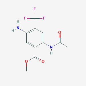 molecular formula C11H11F3N2O3 B8406056 Methyl 2-acetamido-5-amino-4-(trifluoromethyl)benzoate 