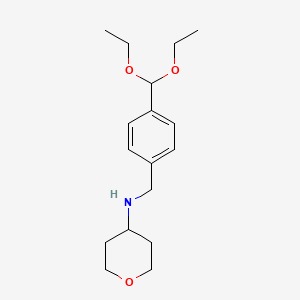 molecular formula C17H27NO3 B8406273 N-[[4-(Diethoxymethyl)phenyl]methyl]tetrahydropyran-4-amine 