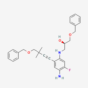 molecular formula C29H33FN2O3 B8406809 2-Propanol, 1-[[4-amino-2-[3,3-dimethyl-4-(phenylmethoxy)-1-butyn-1-yl]-5-fluorophenyl]amino]-3-(phenylmethoxy)-, (2R)- 