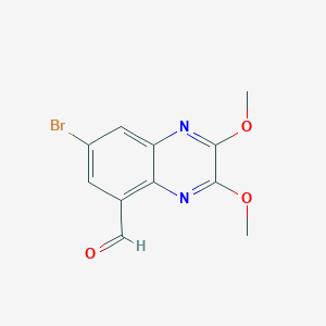 molecular formula C11H9BrN2O3 B8406921 7-Bromo-5-formyl-2,3-dimethoxy-quinoxaline 