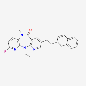 2-Ethyl-5-fluoro-9-methyl-13-[2-(naphthalen-2-yl)ethyl]-2,4,9,15-tetraazatricyclo[9.4.0.0^{3,8}]pentadeca-1(15),3(8),4,6,11,13-hexaen-10-one