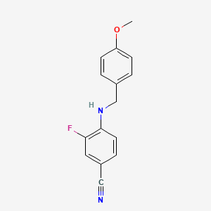 molecular formula C15H13FN2O B8407368 3-Fluoro-4-[(4-methoxybenzyl)amino]benzonitrile 