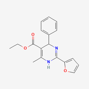 molecular formula C18H18N2O3 B8407419 Ethyl 2-(2-furanyl)-6-methyl-4-phenyl-1,4-dihydropyrimidine-5-carboxylate 