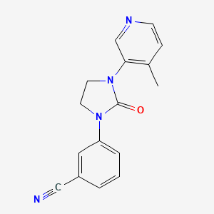 molecular formula C16H14N4O B8407718 3-[3-(4-Methylpyridin-3-yl)-2-oxoimidazolidin-1-yl]benzonitrile 