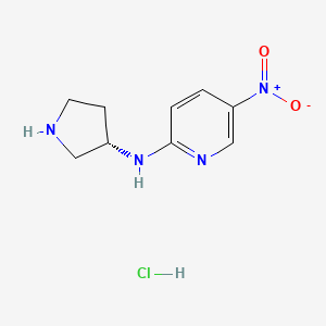 molecular formula C9H13ClN4O2 B8408338 (S)-5-nitro-N-(pyrrolidin-3-yl)pyridin-2-amine hydrochloride 