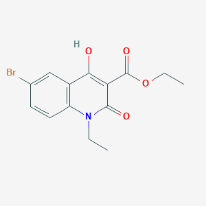 molecular formula C14H14BrNO4 B8408356 Ethyl 6-bromo-1-ethyl-4-hydroxy-2-oxo-1,2-dihydroquinoline-3-carboxylate 