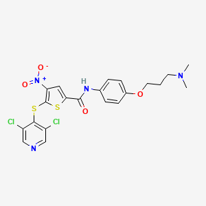 5-((3,5-Dichloropyridin-4-yl)thio)-n-(4-(3-(dimethylamino)propoxy)phenyl)-4-nitrothiophene-2-carboxamide