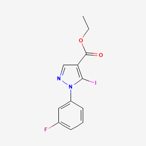 molecular formula C12H10FIN2O2 B8408673 ethyl 5-iodo-1-(3-fluorophenyl)-1H-pyrazole-4-carboxylate 