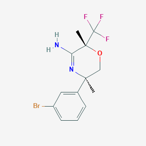 molecular formula C13H14BrF3N2O B8409118 rel-(2R,5R)-5-(3-bromophenyl)-2,5-dimethyl-2-(trifluoromethyl)-5,6-dihydro-2H-1,4-oxazin-3-amine 