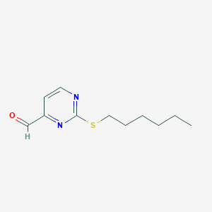 molecular formula C11H16N2OS B8409274 2-Hexylsulfanyl-pyrimidine-4-carbaldehyde 