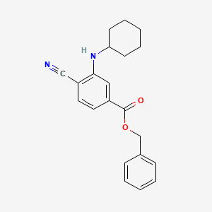 molecular formula C21H22N2O2 B8409429 Benzyl 4-cyano-3-(cyclohexylamino)benzoate 