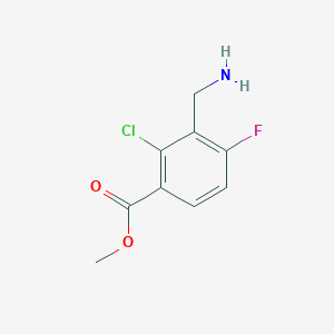molecular formula C9H9ClFNO2 B8410645 Methyl 3-(aminomethyl)-2-chloro-4-fluorobenzoate 