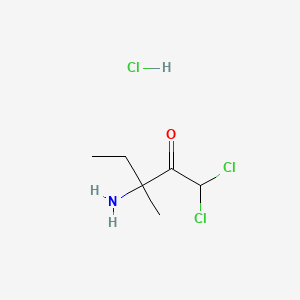 molecular formula C6H12Cl3NO B8410773 3-Amino-1,1-dichloro-3-methylpentan-2-onehydrochloride 