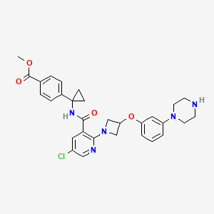 molecular formula C30H32ClN5O4 B8412331 Methyl 4-(1-(5-chloro-2-(3-(3-(piperazin-1-yl)phenoxy)azetidin-1-yl)nicotinamido)cyclopropyl)benzoate 