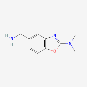 molecular formula C10H13N3O B8412423 N2,N2-Dimethyl-5-(aminomethyl)-1,3-benzoxazol-2-amine 