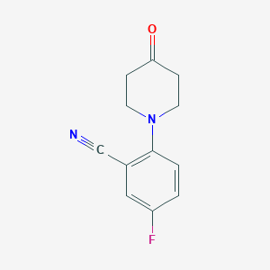 molecular formula C12H11FN2O B8412836 N-(2-Cyano-4-fluorophenyl)-4-piperidone 