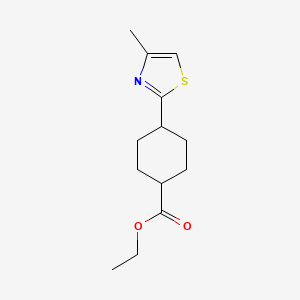 molecular formula C13H19NO2S B8413278 trans-4-(4-Methyl-thiazol-2-yl)-cyclohexanecarboxylic acid ethyl ester 