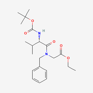 molecular formula C21H32N2O5 B8413898 Ethyl N-benzyl-N-((tert-butoxycarbonyl)-L-valyl)glycinate 