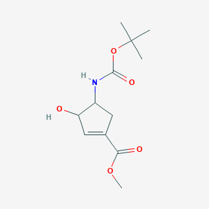 molecular formula C12H19NO5 B8413929 Methyl 4-((tert-butoxycarbonyl)amino)-3-hydroxycyclopent-1-ene-1-carboxylate 