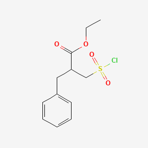 molecular formula C12H15ClO4S B8414151 Ethyl 2-benzyl-3-chlorosulphonylpropionate 