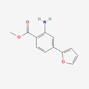 molecular formula C12H11NO3 B8414300 Methyl 2-amino-4-(furan-2-yl)benzoate 
