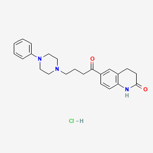 molecular formula C23H28ClN3O2 B8414415 2(1H)-Quinolinone, 3,4-dihydro-6-(1-oxo-4-(4-phenyl-1-piperazinyl)butyl)-, monohydrochloride CAS No. 80834-49-7