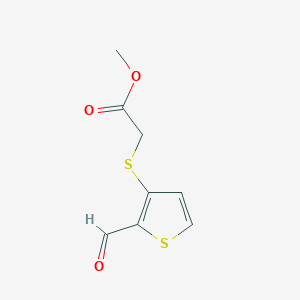 molecular formula C8H8O3S2 B8414516 Methyl (2-formyl-3-thienylthio)acetate 