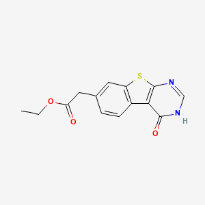 molecular formula C14H12N2O3S B8414959 (4-Oxo-3,4-dihydro-benzo[4,5]thieno[2,3-d]pyrimidin-7-yl)-acetic acid ethyl ester 